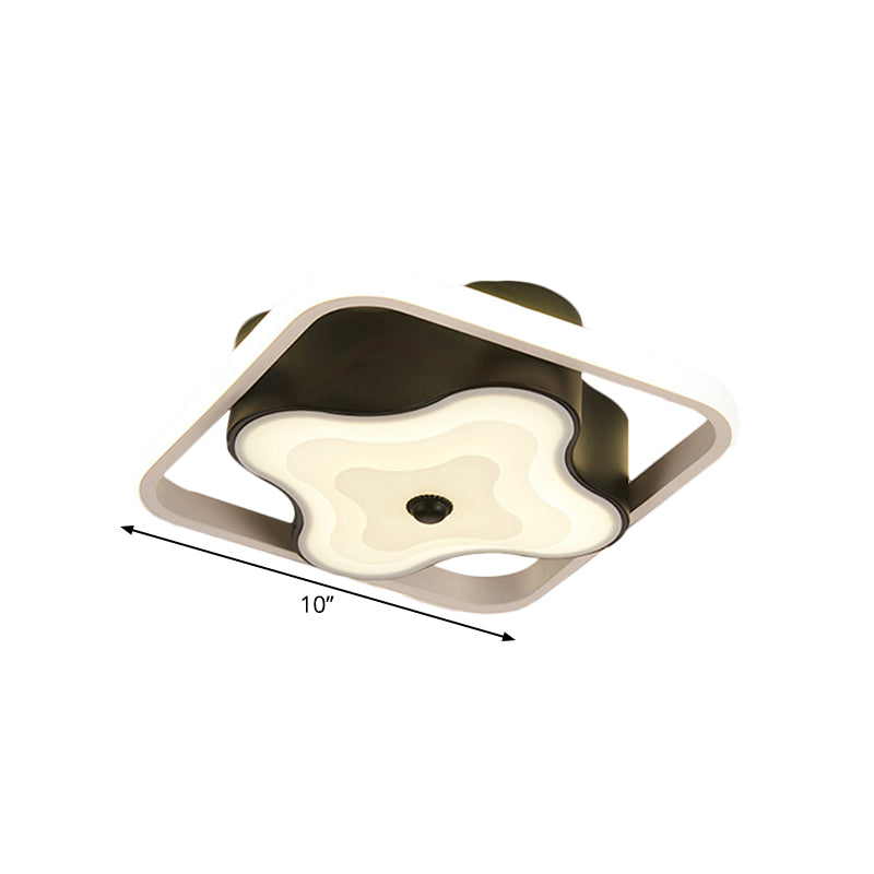 Lampada da soffitto geometrica Modernista LED Metallica Flush Lampada da soffitto in nero, luce calda/bianca