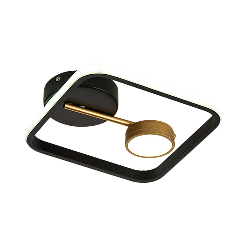 Plafonnier LED minimaliste avec abat-jour en métal, plafonnier carré noir et blanc/noir et or, lumière chaude/blanche