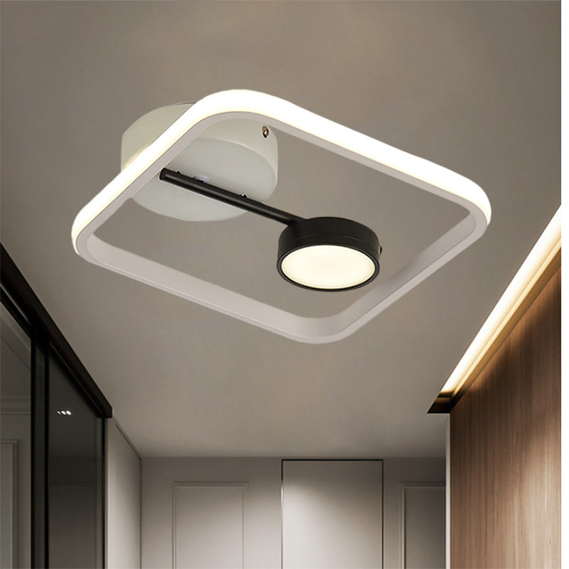 Plafonnier LED minimaliste avec abat-jour en métal, plafonnier carré noir et blanc/noir et or, lumière chaude/blanche