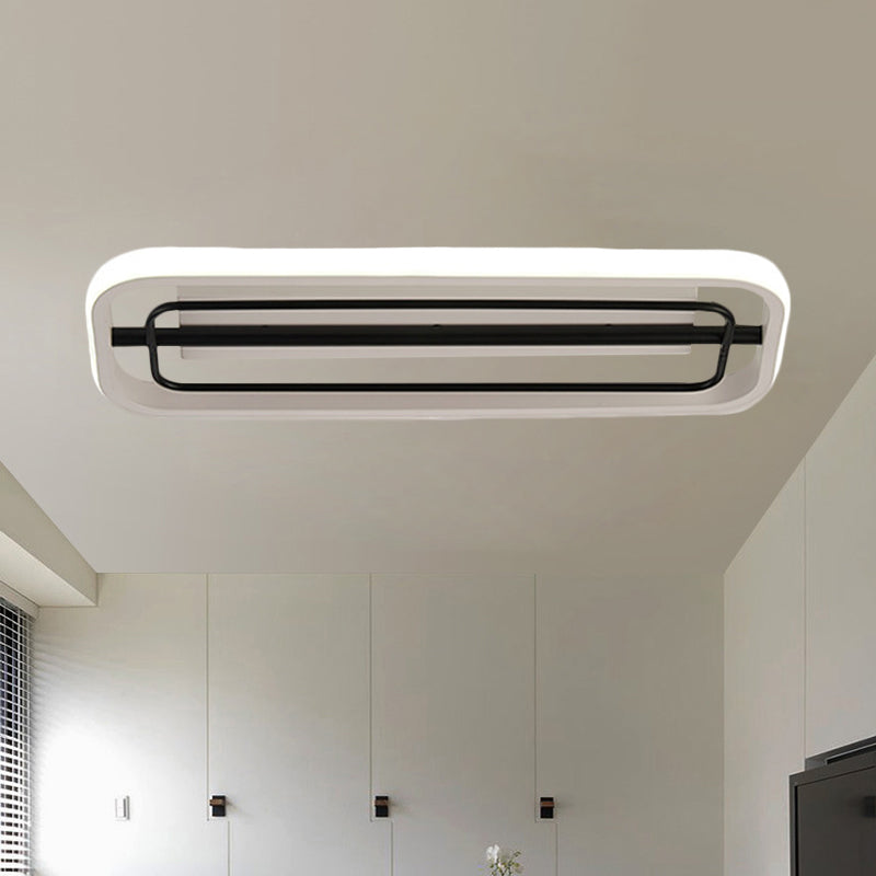 Rectangle Flush Mounted Modern Metallic Black and White/Black and Gold LED Ceiling Light in Warm/White Light, 16"/23.5" L