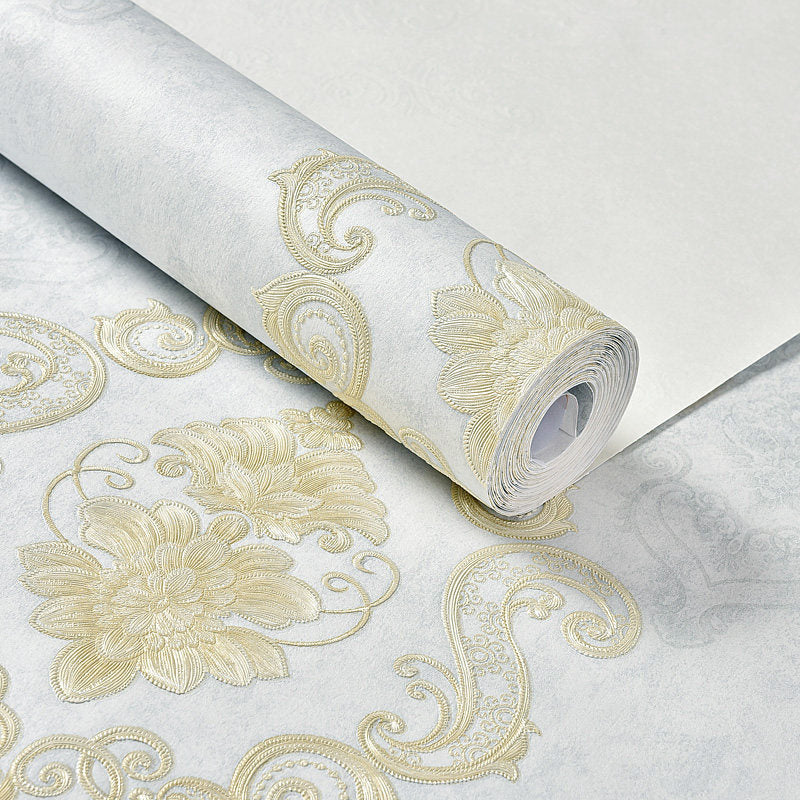 Peel and Stick Damask Wallpaper 3D Embossed Vintage Wall Covering for Home, Removable