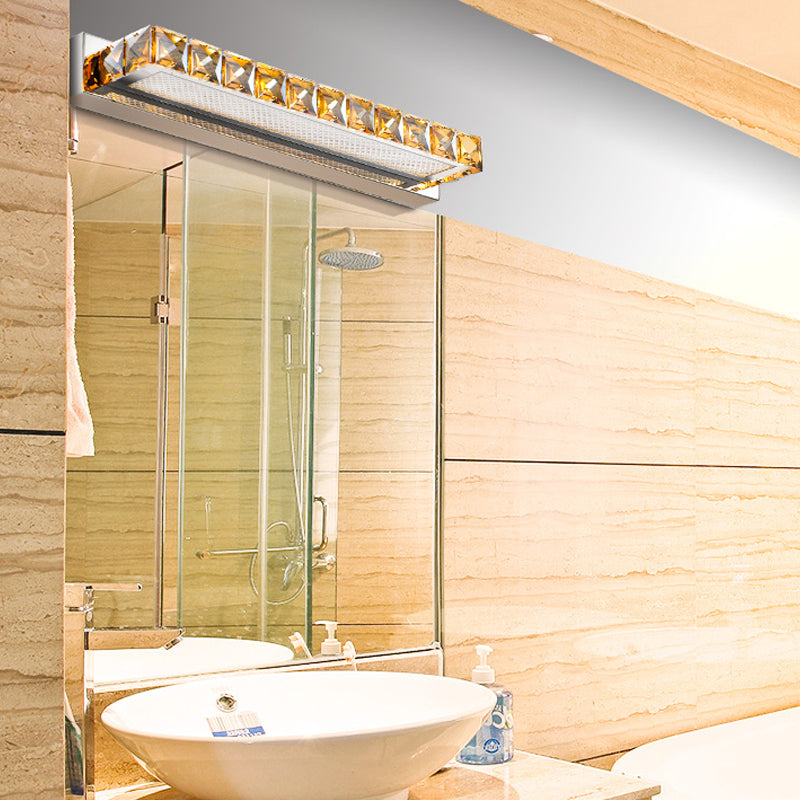 Linear Vanity Wall Light Contemporary Crystal 1 Light Gold Wall Sconce in Warm/White Light for Bathroom, 16"/22"/24.5" Wide