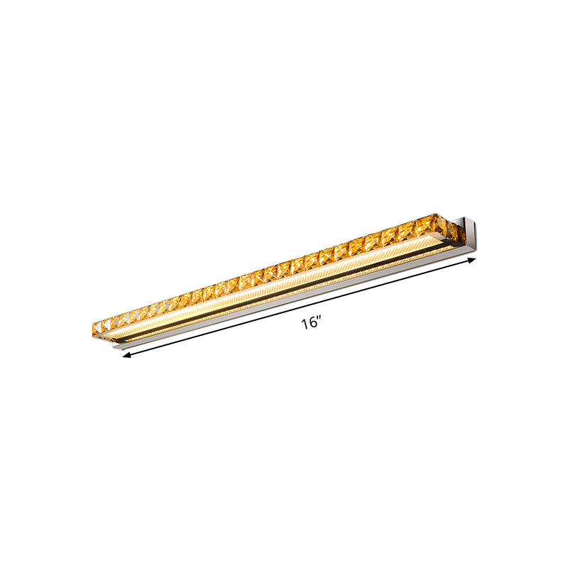 Linear Vanity Wall Light Contemporary Crystal 1 Light Gold Wall Sconce in Warm/White Light for Bathroom, 16"/22"/24.5" Wide