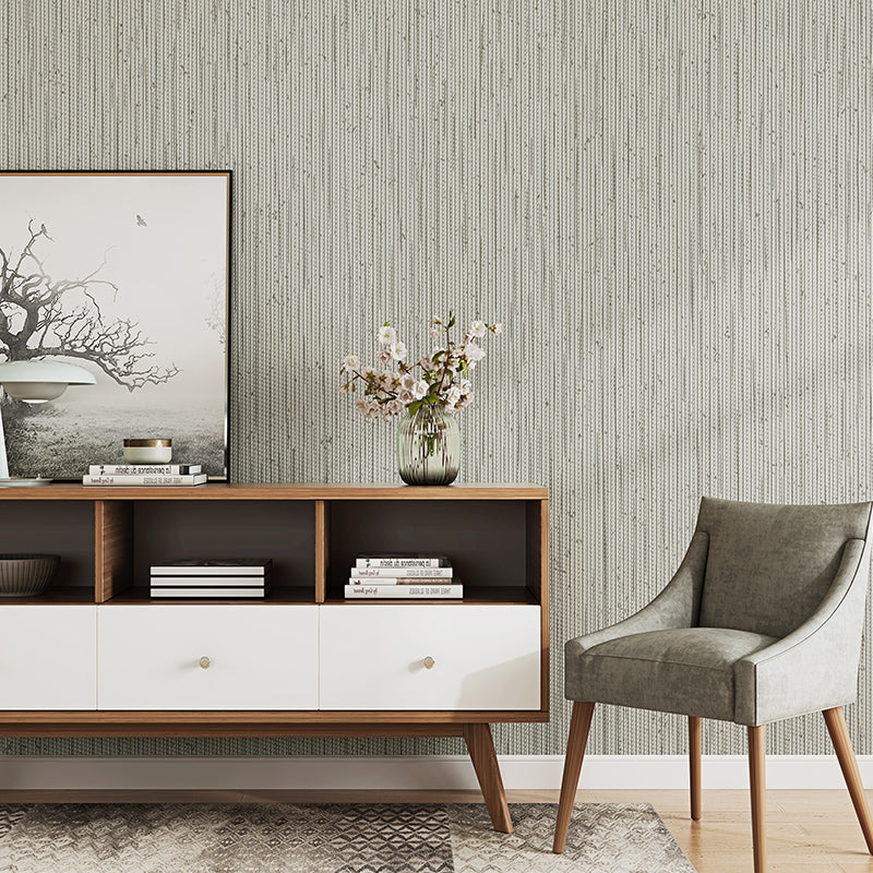 Solid Stripes Wallpaper Roll Simplicity Non-Woven Fabric Wall Art in Light Color