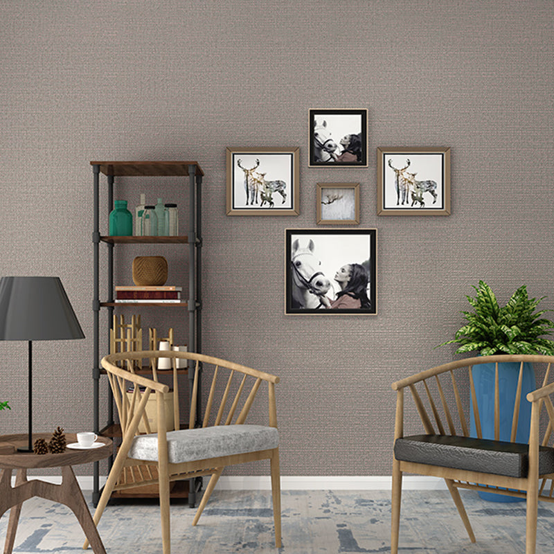 Waterproof Solid Wallpaper Minimalistic Non-Woven Grasscloth Wall Covering for Home