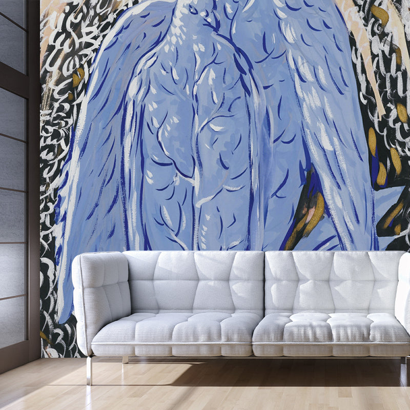 Surrealism Style Companion Mural Decal Grey-Purple Living Room Wall Decor, Custom Size