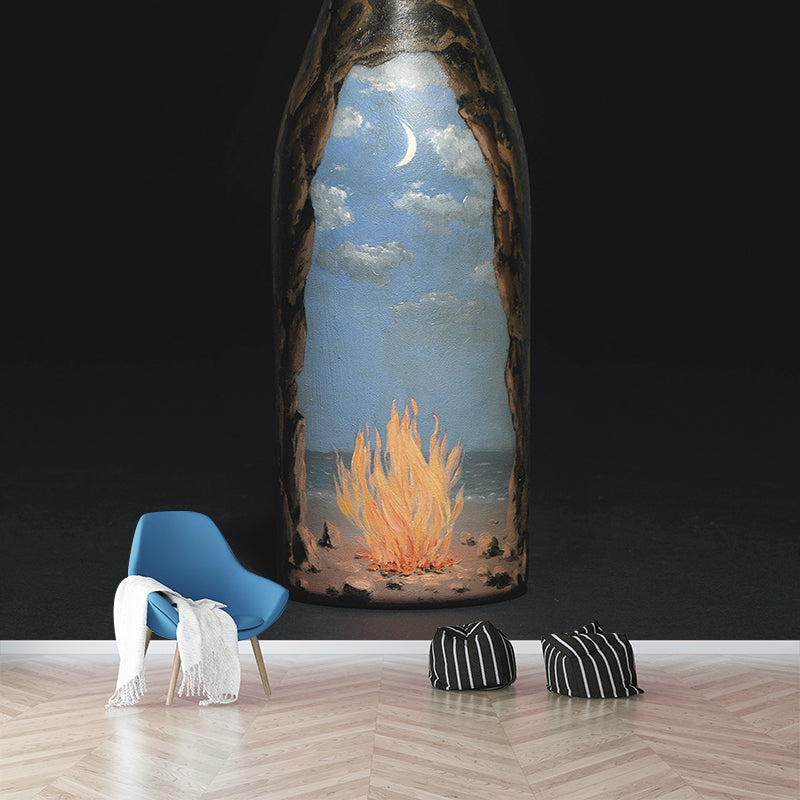 Black-Blue Bottle Painting Mural Decal Stain Resistant Surrealist Living Room Wall Decor