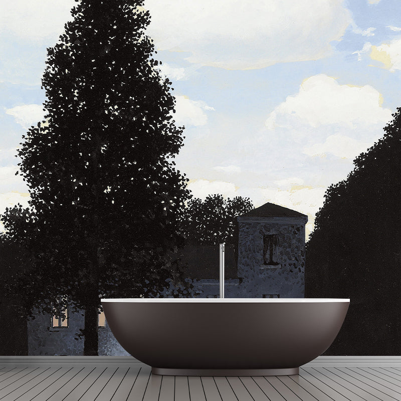 Big Surrealist Wall Covering Murals Black-Blue The Empire of Light Wall Art, Made to Measure