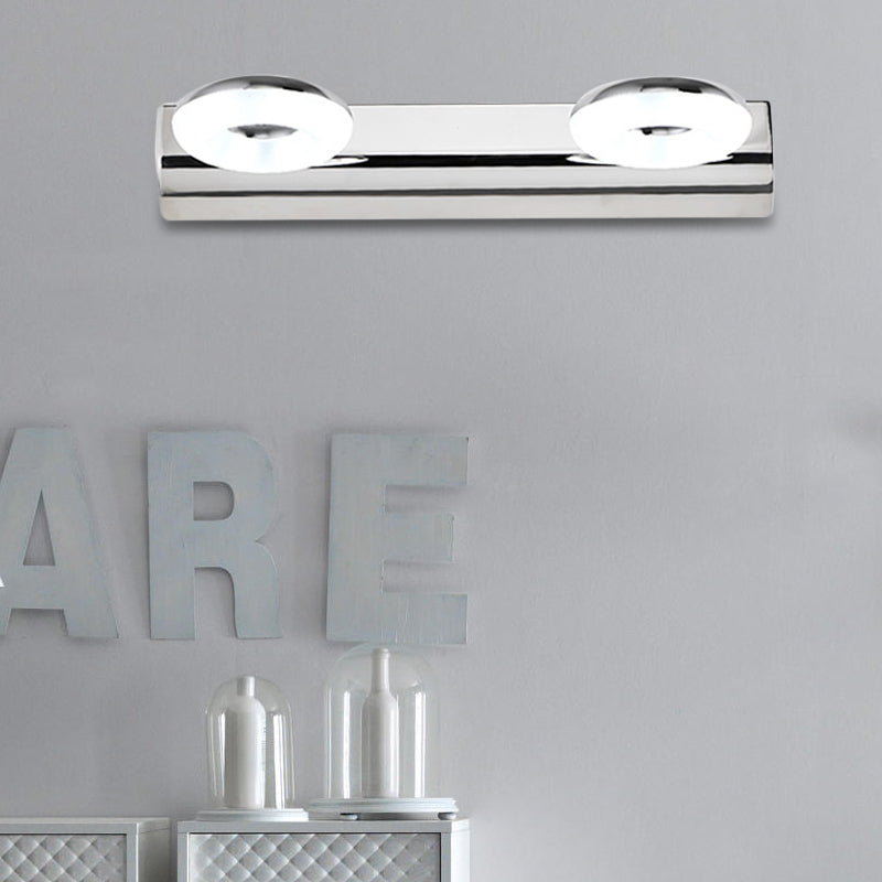 2/3 Heads Bathroom Wall Lighting with Circular Acrylic Shade Silver Finish Vanity Light in Warm/White Lighting