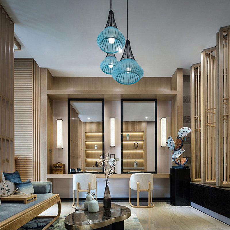 Kegel schaduw hanglamp moderne stijl stof 1 licht zwart/roze/blauw hangend licht voor woonkamer