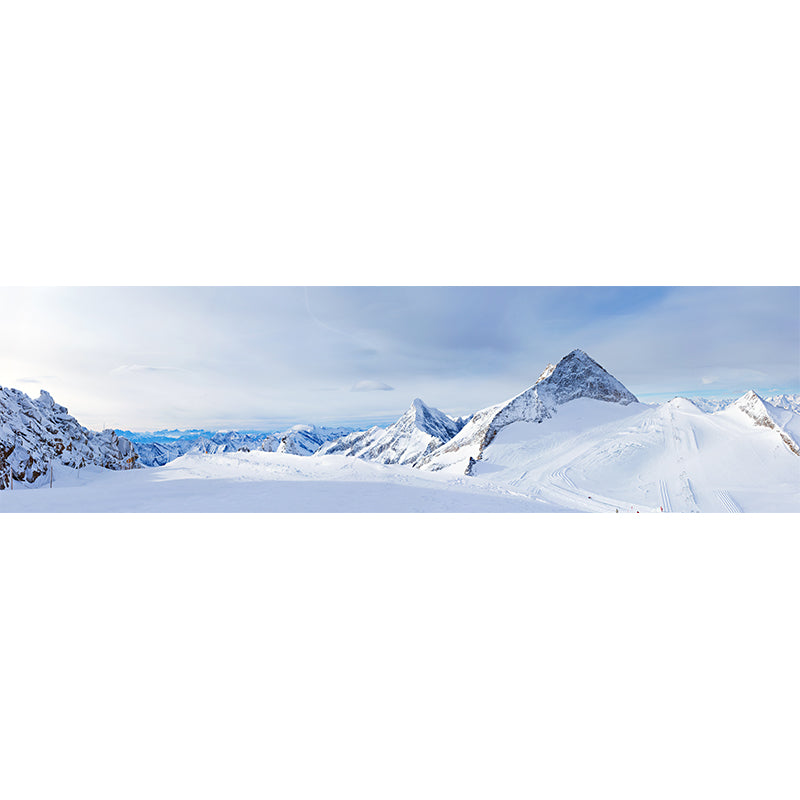 Washable Snowy Mountain Road Murals Custom Modern Style Wall Decor for Living Room