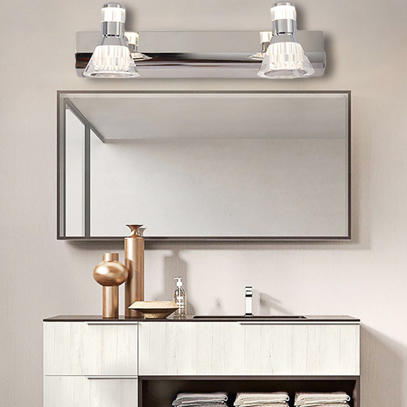 Stile contemporaneo conico conico light alluminio 2/3/4 luci bagno in acciaio inossidabile illuminazione da vanità, luce calda/bianca