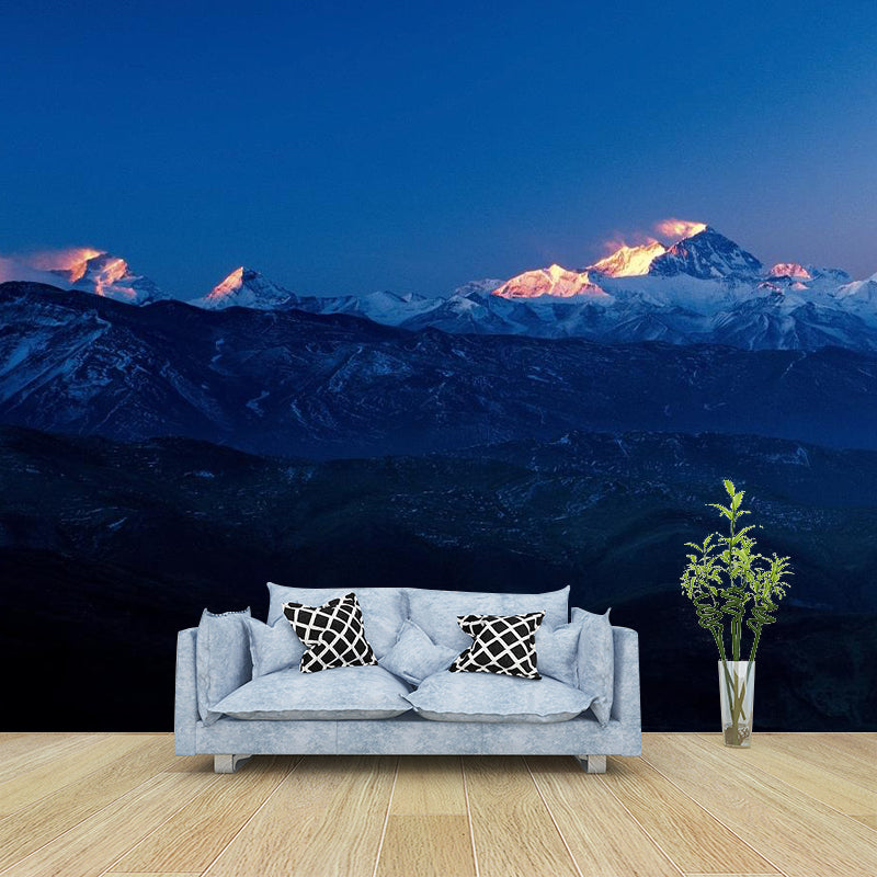 Blue Morning Snow Mountain Mural Decal Stain-Proof Wall Covering for Home Gallery