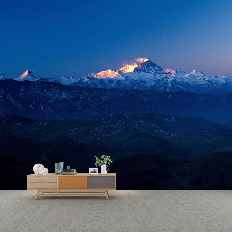 Blue Morning Snow Mountain Mural Decal Stain-Proof Wall Covering for Home Gallery
