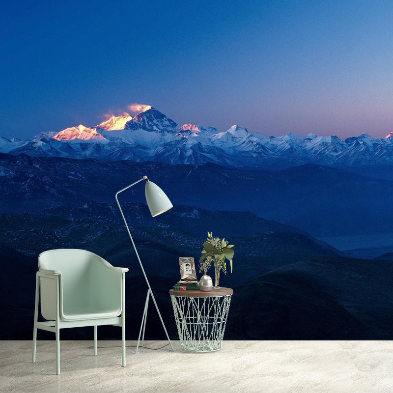 Blue Morning Snow Mountain Mural Decal Stain-Proof Wall Covering for Home Gallery