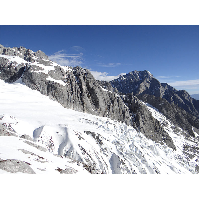 Modern Snow Mountain Slope Murals Grey-White Waterproof Wall Covering for Living Room