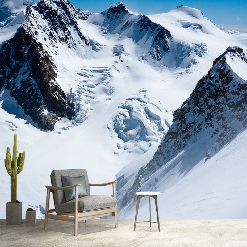Stain Resistant Winter Mountain Murals Contemporary Non-Woven Wall Covering, Custom Made
