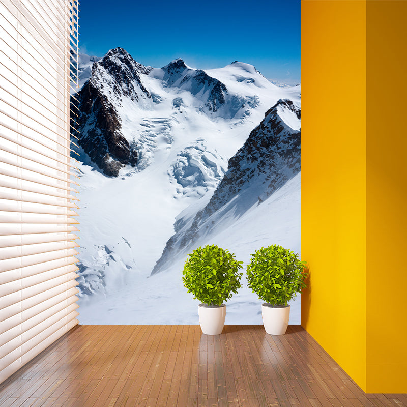 Stain Resistant Winter Mountain Murals Contemporary Non-Woven Wall Covering, Custom Made