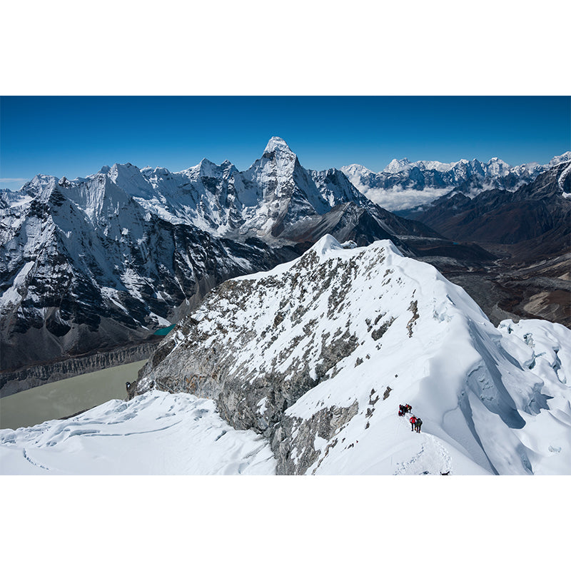 Snow Mountain Landscape Wall Murals Contemporary Non-Woven Fabric Wall Art in Grey-Blue