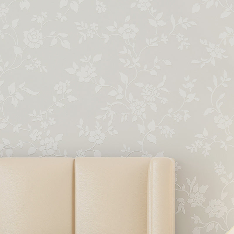 Flower Printed Wallpaper Roll Rustic Semi-Gloss Wall Covering in Pastel Color for Girls Room