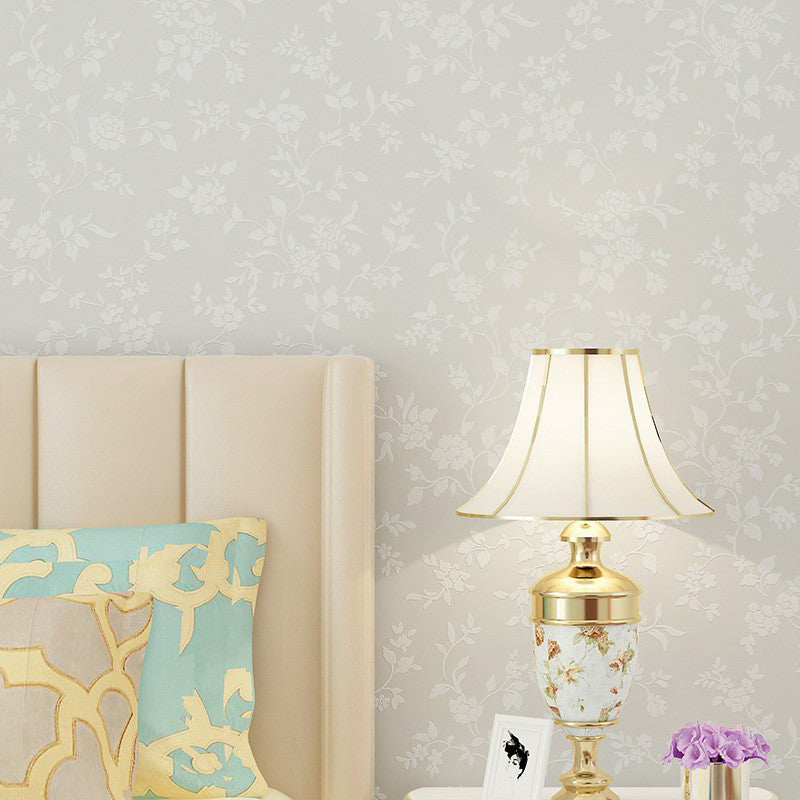 Flower Printed Wallpaper Roll Rustic Semi-Gloss Wall Covering in Pastel Color for Girls Room