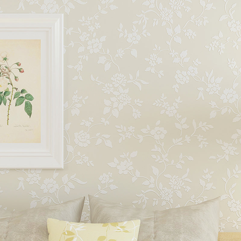 Flower Printed Wallpaper Roll Rustic Semi-Gloss Wall Covering in Pastel Color for Girls Room