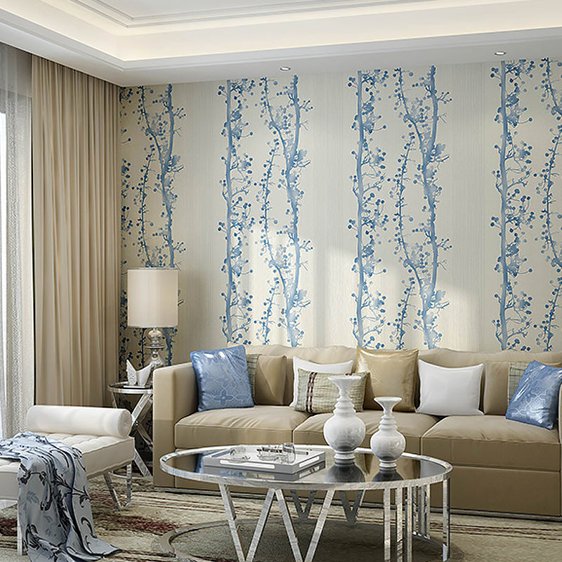 Countryside Watercolor Vines Wallpaper Pastel Color Stain Proof Wall Covering for Accent Wall