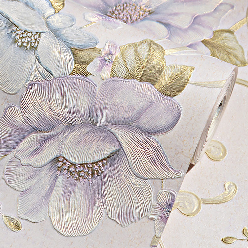 Beautiful Peony Blossom Wallpaper for Living Room Floral Print Wall Art, 57.1-sq ft