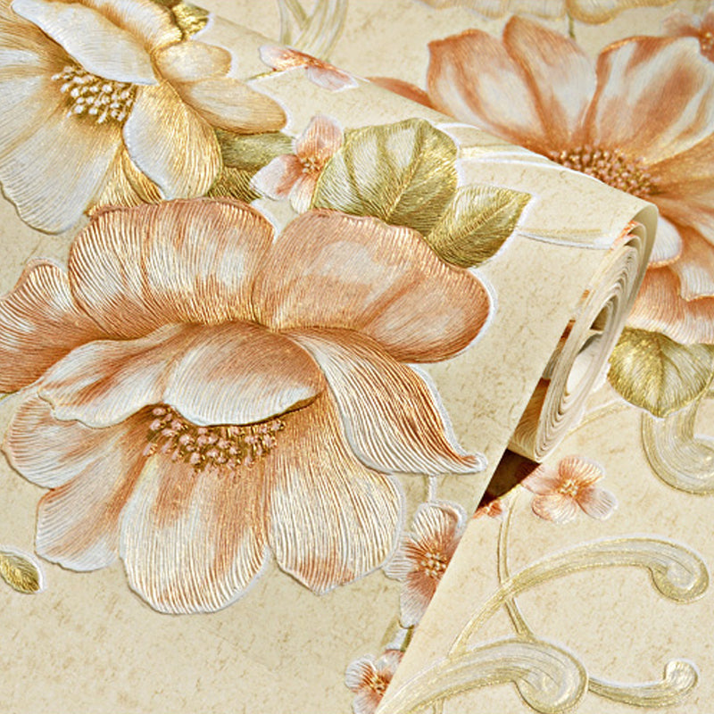 Beautiful Peony Blossom Wallpaper for Living Room Floral Print Wall Art, 57.1-sq ft