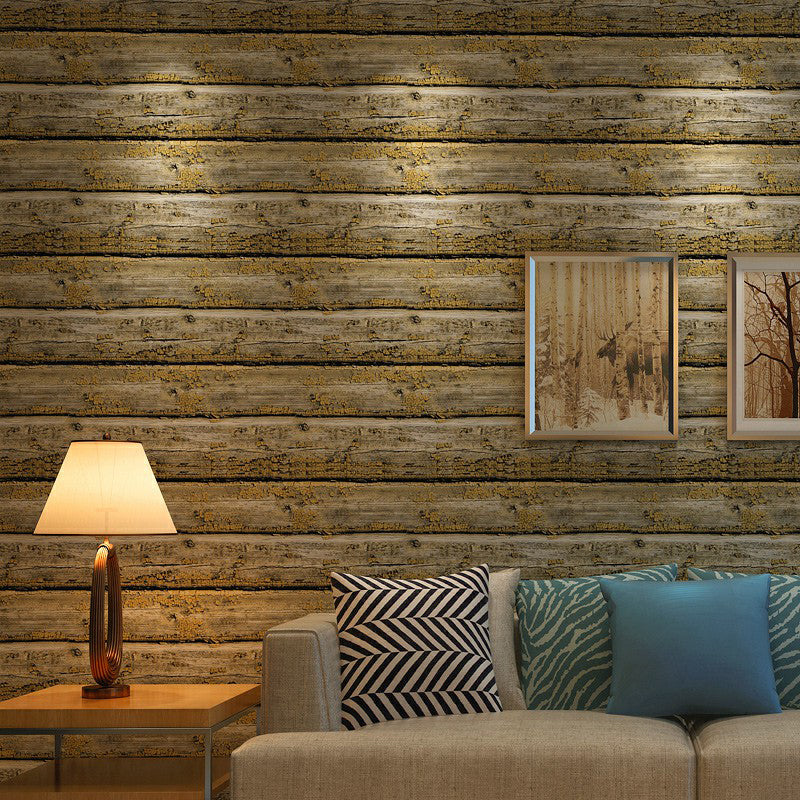 Papier peint de style chalet de campagne, couleur foncée, résistant à l'humidité, décoration murale pour salon
