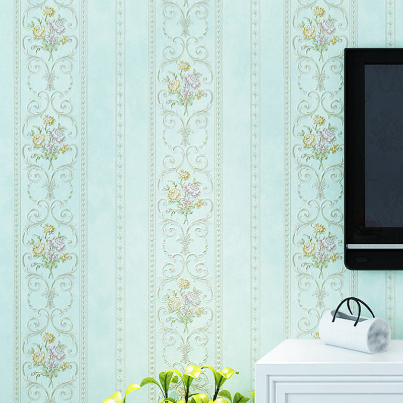 Non-Woven Stain Resistant Wallpaper Rural Embossed Peonies Wall Art for Living Room