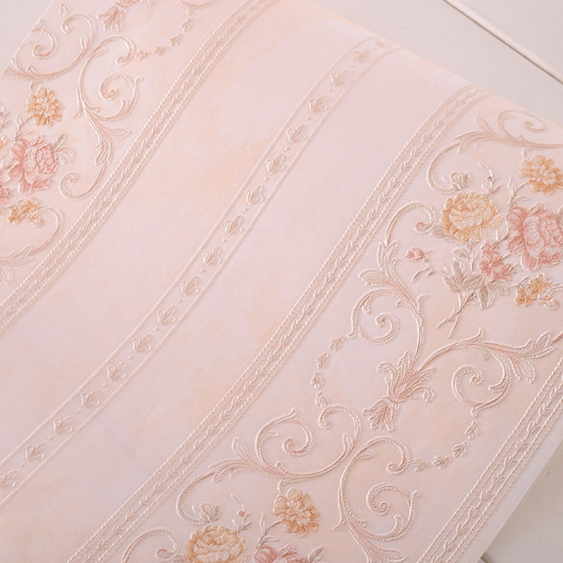 Non-Woven Stain Resistant Wallpaper Rural Embossed Peonies Wall Art for Living Room