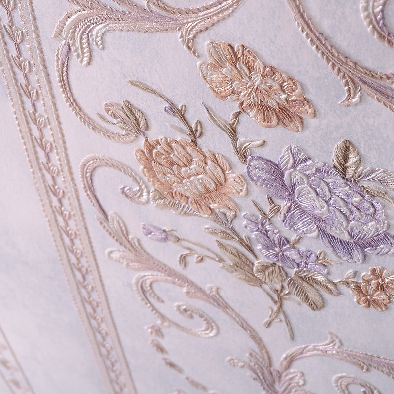 Non-Woven Stain Resistant Wallpaper Rural Embossed Peonies Wall Art for Living Room