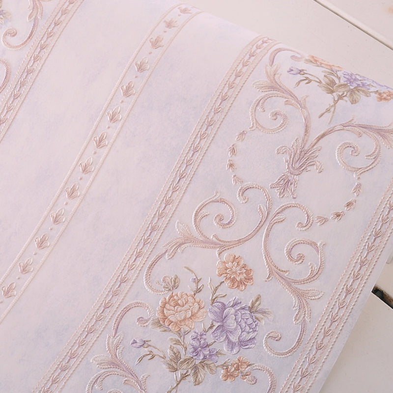 Non-Woven Stain Resistant Wallpaper Rural Embossed Peonies Wall Art for Living Room