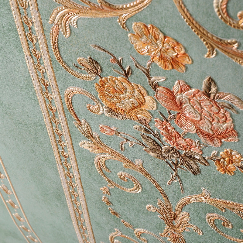 Non-Woven Stain Resistant Wallpaper Rural Embossed Peonies Wall Art for Living Room