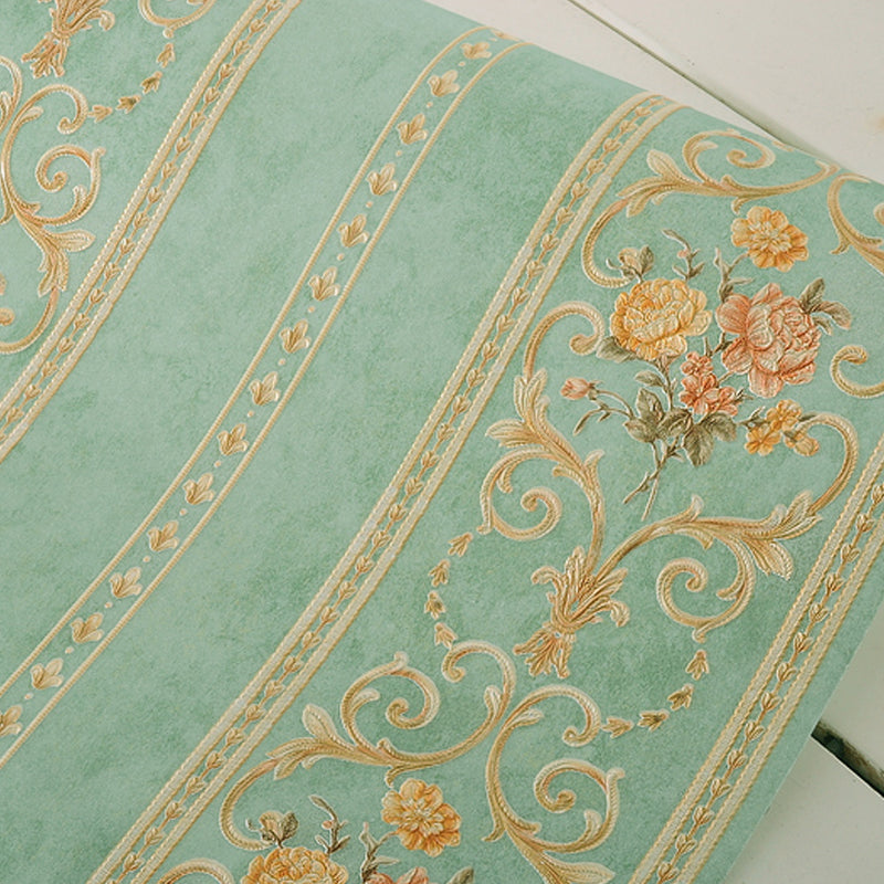 Non-Woven Stain Resistant Wallpaper Rural Embossed Peonies Wall Art for Living Room