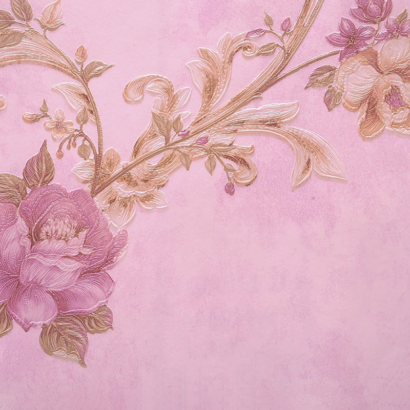 Pastelkleur rustiek behangrol 33' L x 20,5" W pioenroos en tak wanddecoratie voor thuis