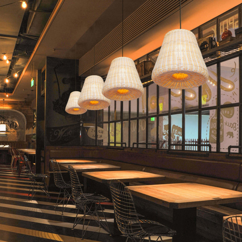 CONIC WOVEN RATTAN FUSSION LIGHT Japaner 1 Kopf Beige Anhänger für Restaurants für Restaurants für Restaurants