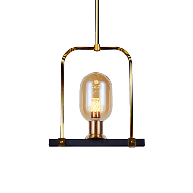Ovale vorm hanglampverlichting Post modern barnsteen glas
