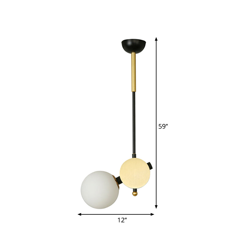 Modernist Bubbly Ceiling Lamp Opal Glass 1 Head Bedroom Pendulum Light in Black and Gold, Left/Right