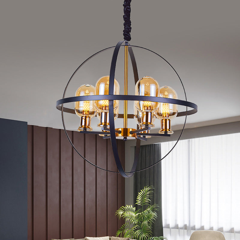 Lampadino a ciondolo Ellisse Amber Ellipse Contemporaneo Lampada a sospensione o-o-o-o-oro con design del telaio di sfera