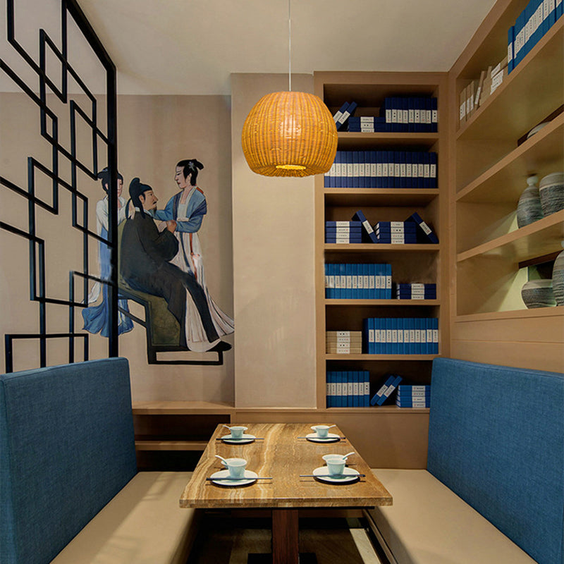 Dome Tree à la main Roard suspendu Pendentif Pendentif 1-Bulb Bulb Beige Suspension Light for Restaurant