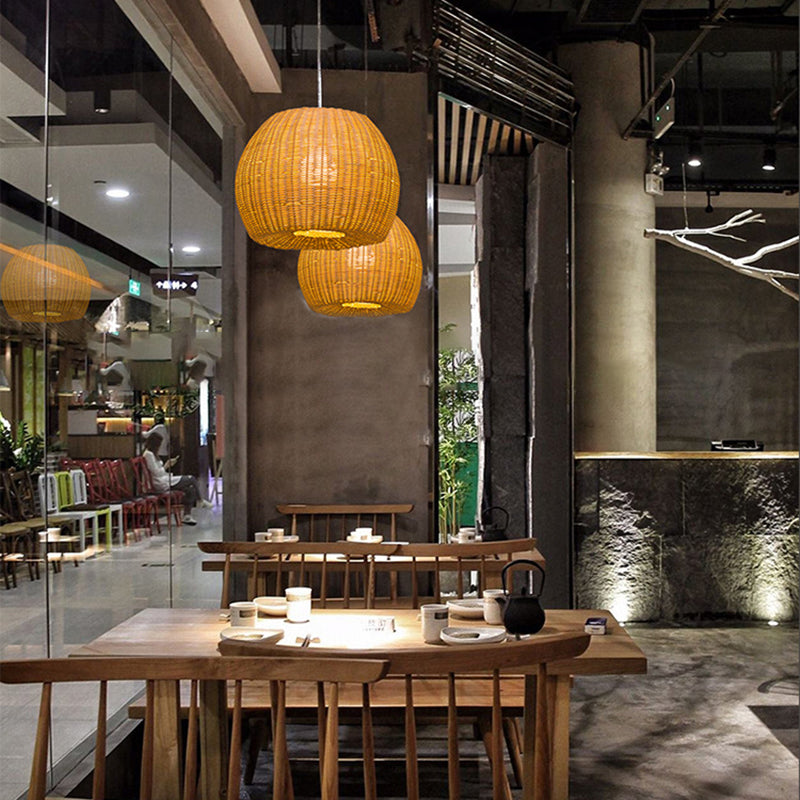 Dome Tree à la main Roard suspendu Pendentif Pendentif 1-Bulb Bulb Beige Suspension Light for Restaurant