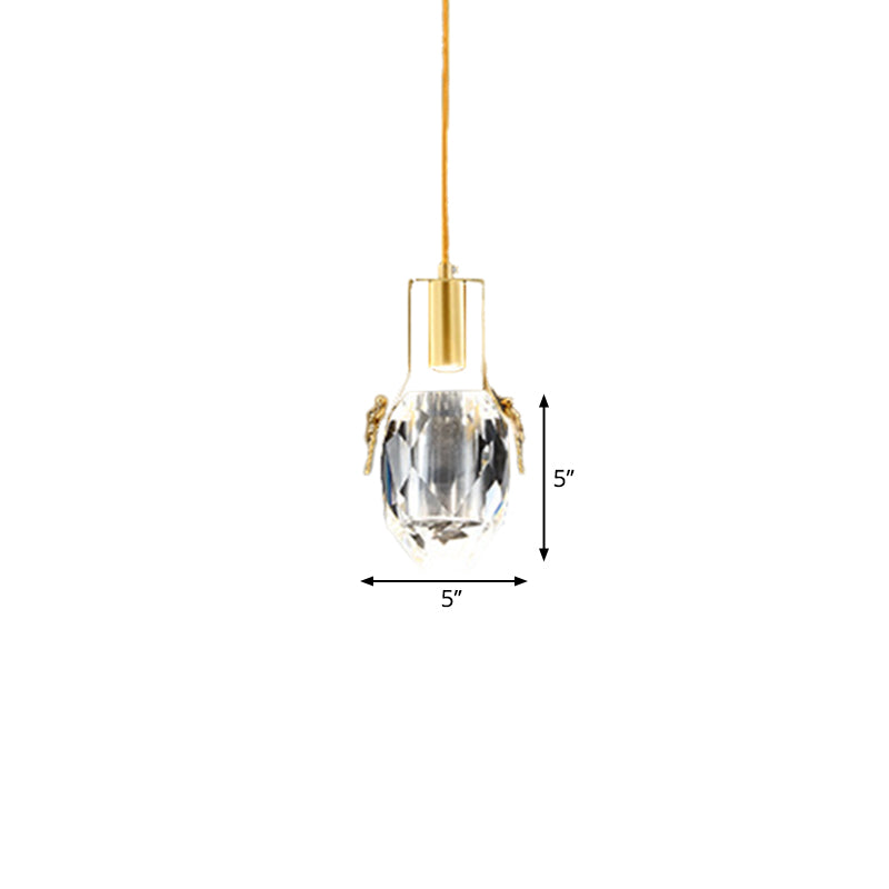LED Mini sospensione Lucile dell'acqua moderna Ciordino a cristallo smusso chiaro in oro con ornamenti di dragonfly