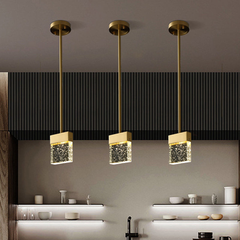 Clear LED Down Mini Pendant Modern Bubble Crystal Cuboid Pendant Ceiling Light for Dinning Room
