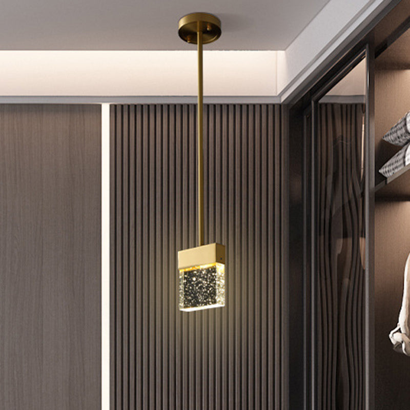 Clear LED Down Mini Pendant Modern Bubble Crystal Cuboid Pendant Ceiling Light for Dinning Room