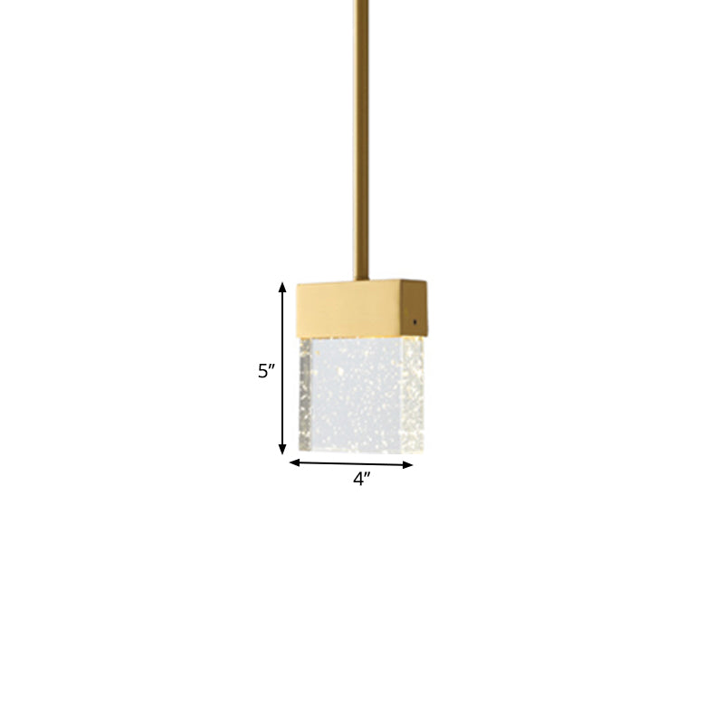 Clear LED Down Mini Pendant Modern Bubble Crystal Cuboid Pendant Ceiling Light for Dinning Room