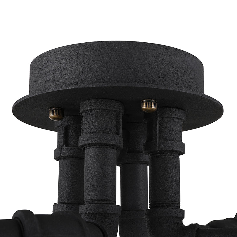 Black/Bronze 4/6/8 Bulbs Ceiling Lamp Farmhouse Metal Twisted Pipe Semi Flush Light Fixture for Restaurant