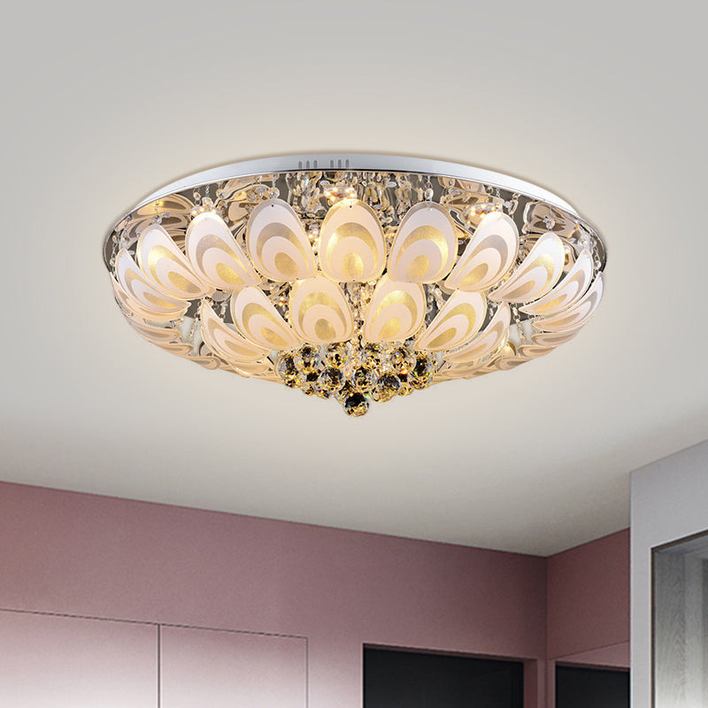 Sfere di cristallo Clear Lighting Fixture Round 8/10 teste Contemporary Flush Mount con Peacock Feather Design, 23.5 "/31.5" Wide