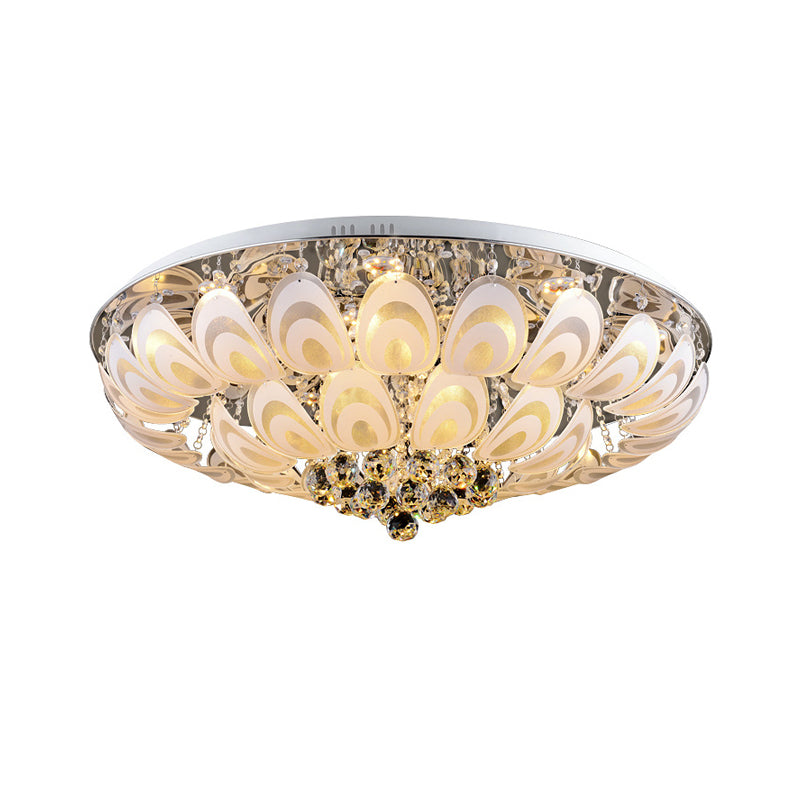 Sfere di cristallo Clear Lighting Fixture Round 8/10 teste Contemporary Flush Mount con Peacock Feather Design, 23.5 "/31.5" Wide